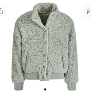 NEW Jou Jou Girls Sherpa Button Snap Front Jacket, Size Youth Large, Green